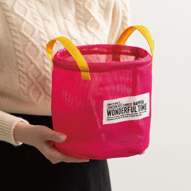 メッシュラウンドバスケットL-5/ヴィヴィッドピンク ヴィヴィッドピンク 直径180×H180