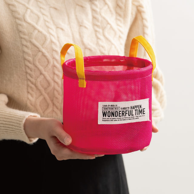 メッシュラウンドバスケットM-5/ヴィヴィッドピンク ヴィヴィッドピンク 直径160×H150