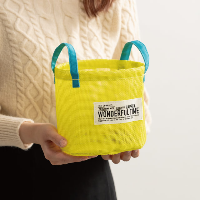 メッシュラウンドバスケットM-7/イエロー イエロー 直径160×H150