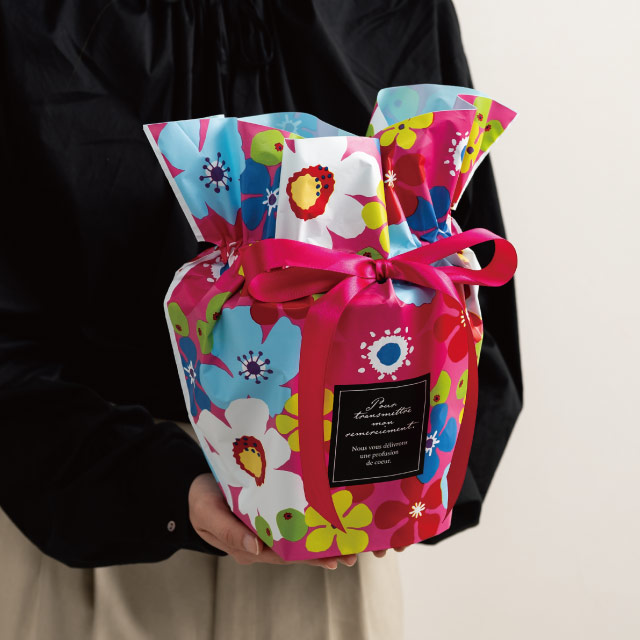 ポップフラワーリボン付ポットカバー-6【3/3発売予定】 W460(250)×D140×H300