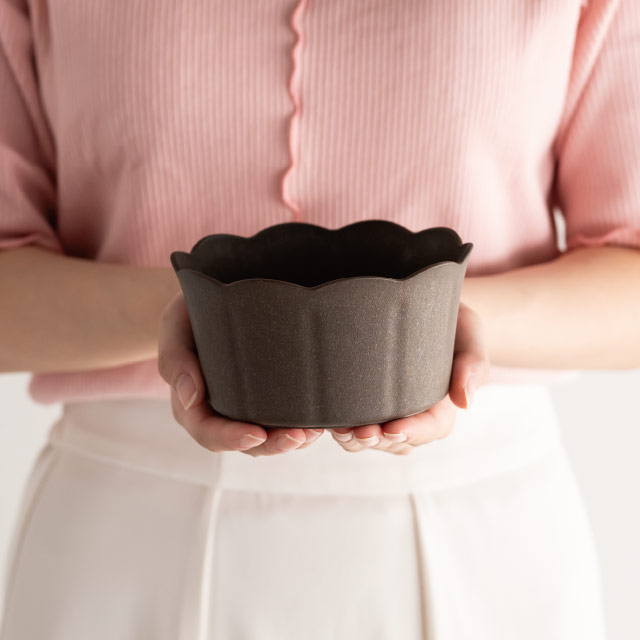 ウッディクラウドフラワーアレンジポット-M/ブラウン ブラウン 直径125(98)×H70