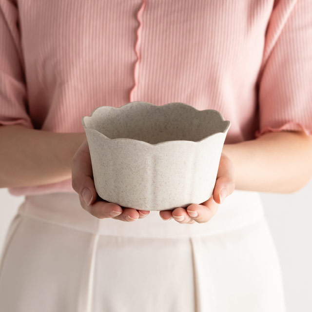 ウッディクラウドフラワーアレンジポット-M/アイボリー アイボリー 直径125(98)×H70