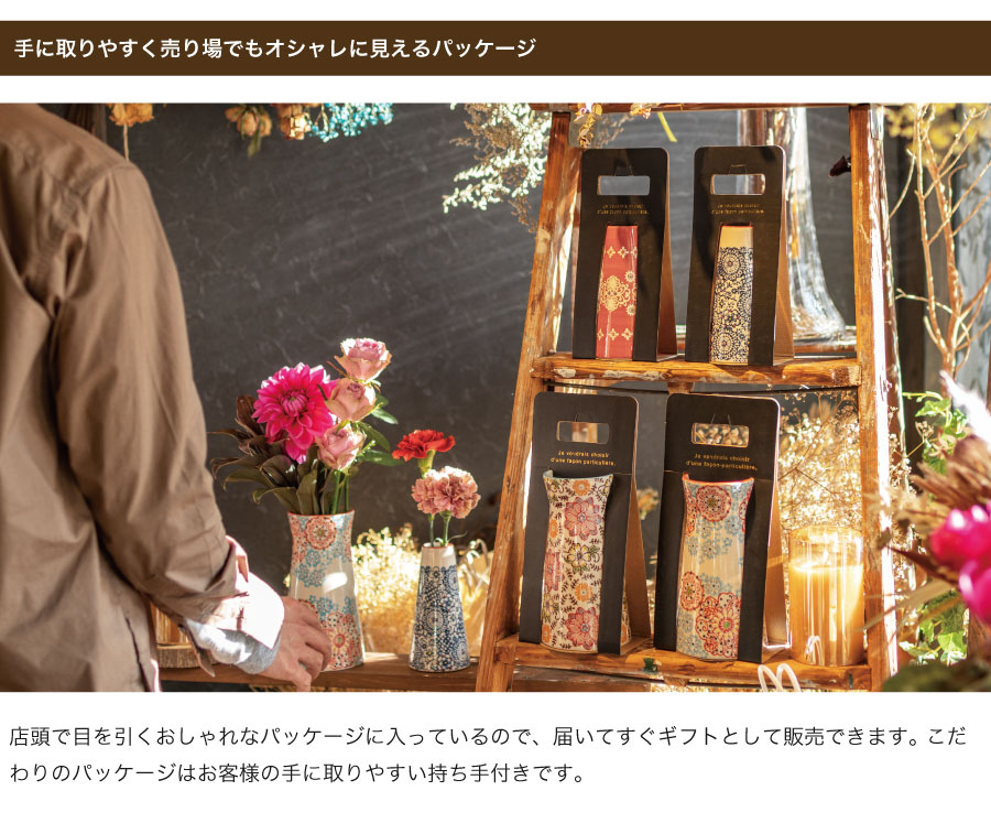 ハンドメイドプリントフラワーベース-10 FB10 直径95(75)×H180