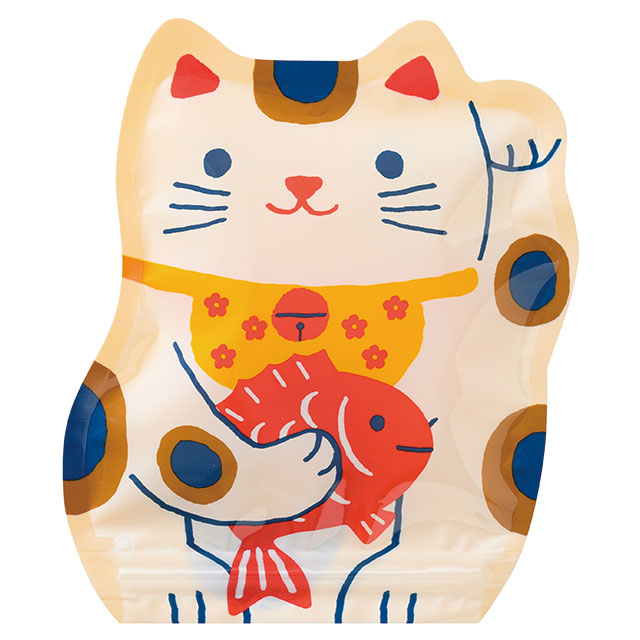 招きねこダイカットジップ付バッグ-S