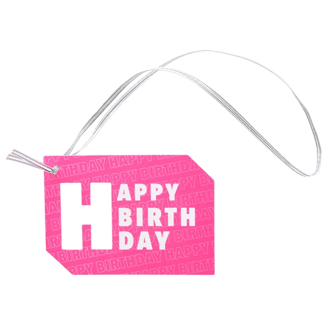 ネオンピンクゴムタッグ-1/HAPPYBIRTHDAY