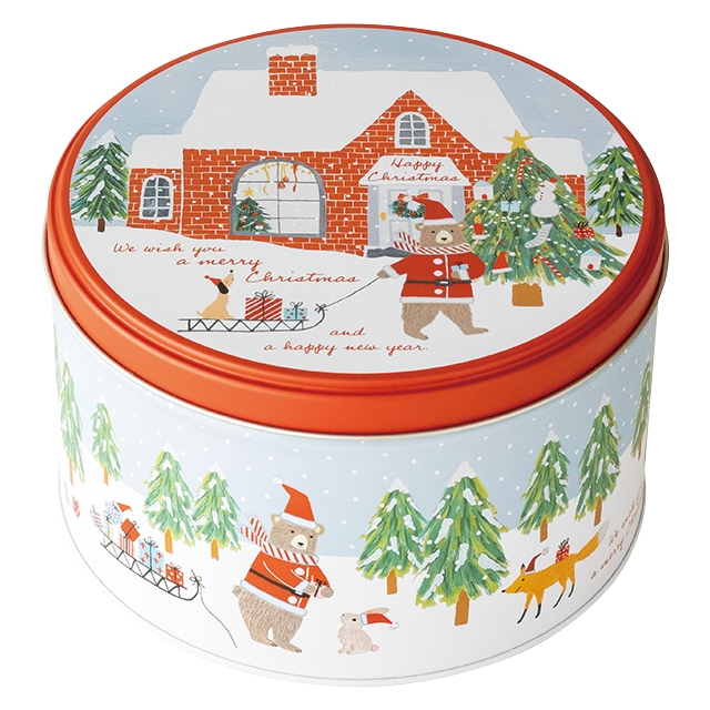 クリスマスベアラーギフト缶-1(ハウス): ギフト箱・紙トレー｜ギフト、ラッピング用品、包装資材通販 HEADS ヘッズ