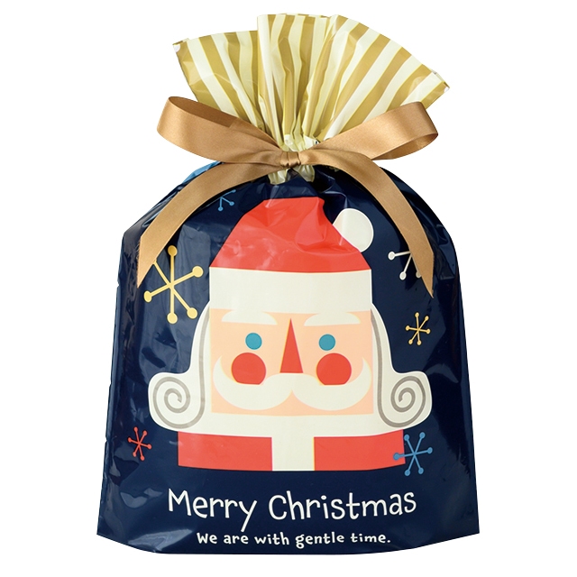 クリスマス北欧リボン付PEギフトバッグ-S