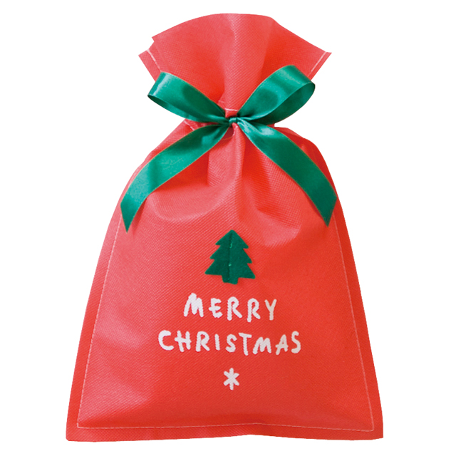 シンプルクリスマスレッド不織布バッグ-S