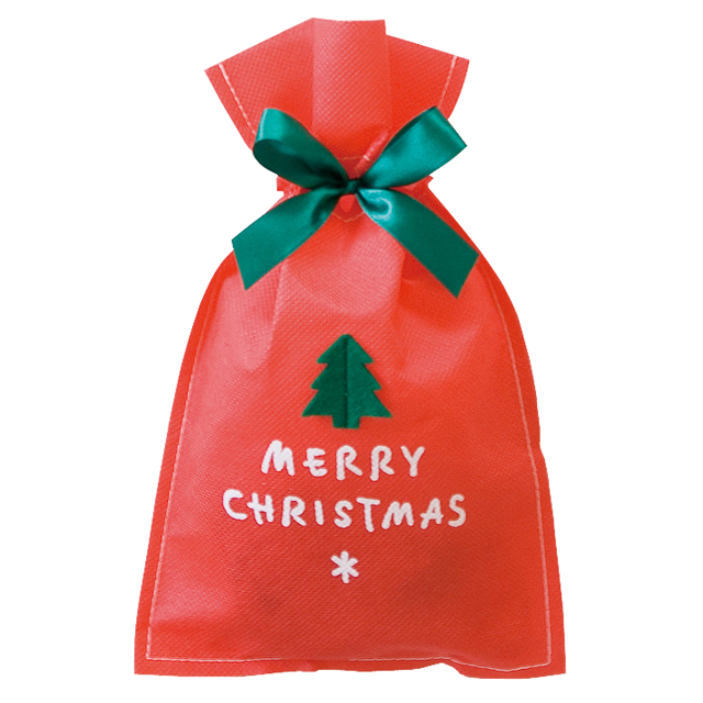 シンプルクリスマスレッド不織布バッグ-SS