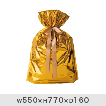 アルミ蒸着リボン付バッグ-L/ゴールド