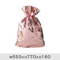 不織布リボン付バッグブラック-L(W510×H760 ブラック): ラッピング袋