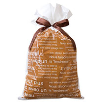 カフェオレリボン付PEギフトバッグ-L