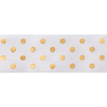 ドットサテンリボン-1/ホワイトゴールド