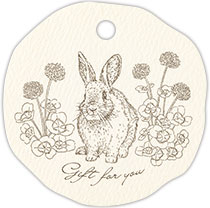 フラワーアニマルギフトタグ-1／ウサギ
