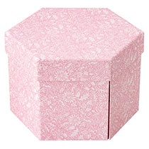 グレイスフルフラワー六角二段貼箱-M／モーブピンク