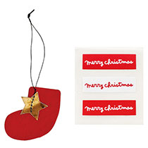 【販売終了】ハンドメイドクリスマスミニタッグ-1/ソックス（シール付）