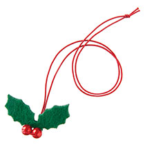 ハンドメイドクリスマスゴムタッグ-4/パール付柊