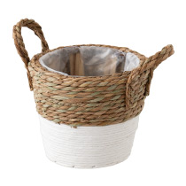 ラウンドツートーンバスケットホワイト-L