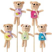 ラブリーマスコットフラワーピック-15／クマ（5種アソート）