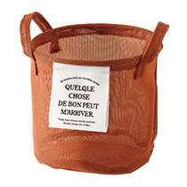 メッシュラウンドバスケットL-2／レンガ