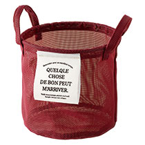 メッシュラウンドバスケットL-4／ワインレッド