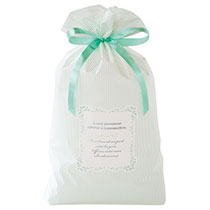 ミントストライプリボン付PEギフトバッグ-M