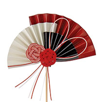 扇フラワーピック-4／紅白