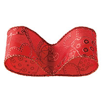 ランダムハートワイヤーリボンレッド-1