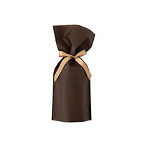 不織布リボン付ワインバッグ／ブラウン