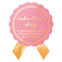 バレンタインデイシール:リボン型ピンク