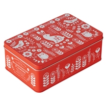 【新品】終電間際≦オンライン。 クリスマスBOX 2020 クリスマスオーナメントギフト缶-1(W120×D106×H76 レッド): 廃番