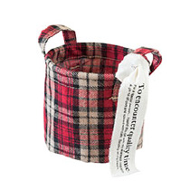 タータンチェック丸底バスケット-S/レッド