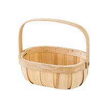 ウッドオーバルバスケット/ハンドル付-S