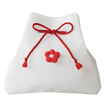 和風お花付バッグ／ホワイト-S