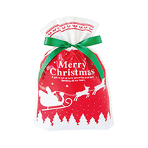 ベーシッククリスマスリボン付PEギフトバッグ-S