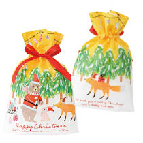 クリスマスベアラーリボン付PEギフトバッグ-S