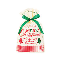 クラシカルクリスマスリボン付PEギフトバッグ-S