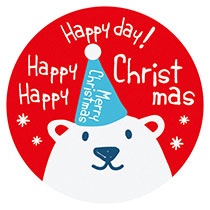 クリスマススノーベアシール-1／シロクマ