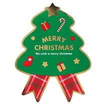 ミニサンタリボン型ギフトシール:ツリー
