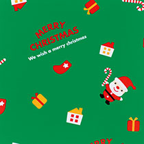 クリスマスミニサンタ包装紙/緑