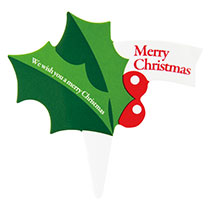 クリスマスケーキピック-ヒイラギ