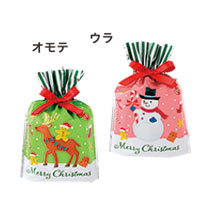 クリスマスオイルパステルリボン付PPギフトバッグ-S