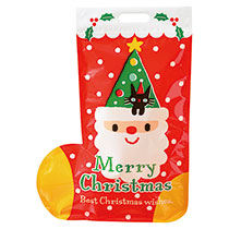 【クリスマス予約】クリスマスツリーサンタダイカットジップ付バッグ-L