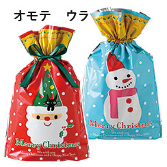 【クリスマス予約】クリスマスツリーサンタリボン付PPギフトバッグ-M