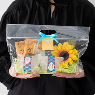 夏ギフトを爽やかに!無地ジップ付バッグで簡単セットアップ