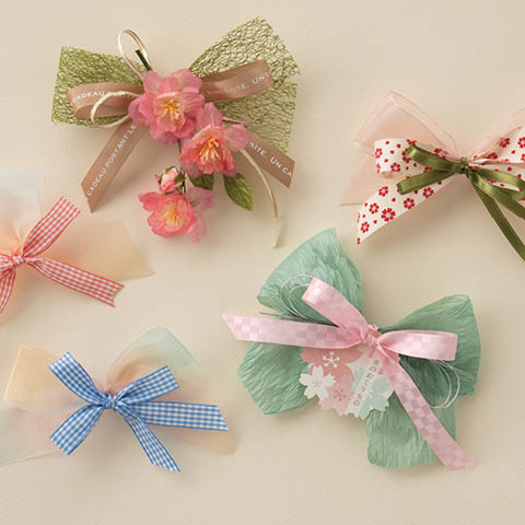 ラッピングAtoZ vol.13　4月をイメージしたリボンと小物のコーディネート