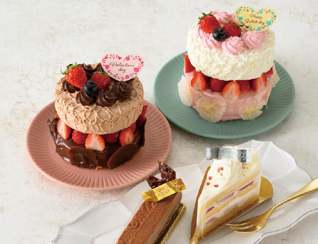4種類のケーキにバレンタインデーホワイトデー
専用ケーキピック