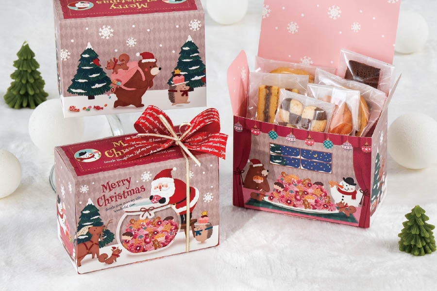 クリスマスパタパタボックス【II】 スイーツクリスマスギフトボックス-M(W168×D84×H120): ギフト