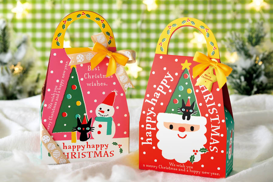 クリスマスパタパタボックス【II】 クリスマスハッピーサンタ&スノーマンキューブバッグ-2(W120×D90