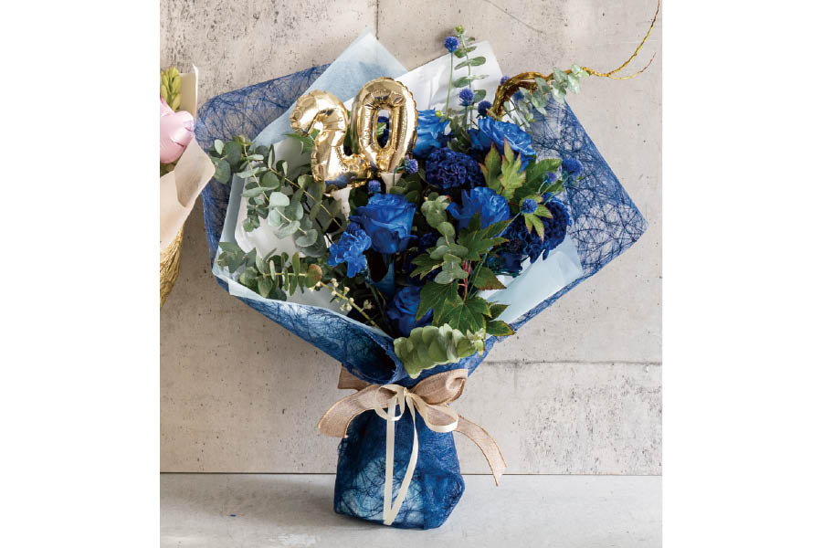 王道！華やかブーケラッピング1のブルーのみ